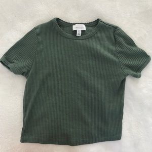 Topshop Forest Green Ribbed Crop Top